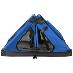 Trasportino per Animali Domestici Taglia M Gabbia Pieghevole Cani e Gatti Blu