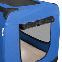 Trasportino per Animali Domestici Taglia M Gabbia Pieghevole Cani e Gatti Blu