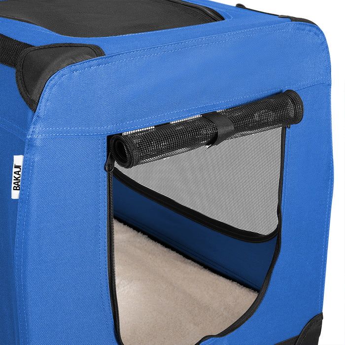 Trasportino per Animali Domestici Taglia M Gabbia Pieghevole Cani e Gatti Blu