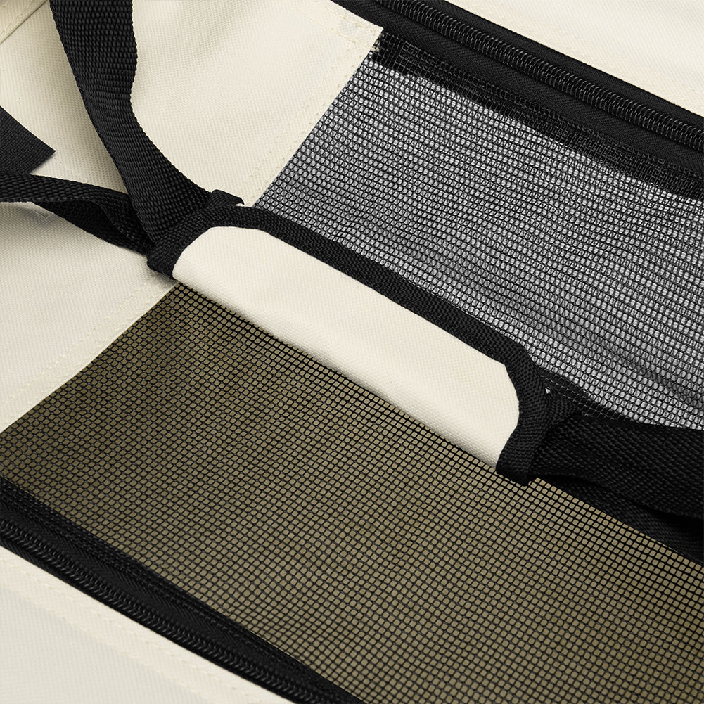 Trasportino per Animali Domestici Taglia L Gabbia Pieghevole Cani e Gatti Beige