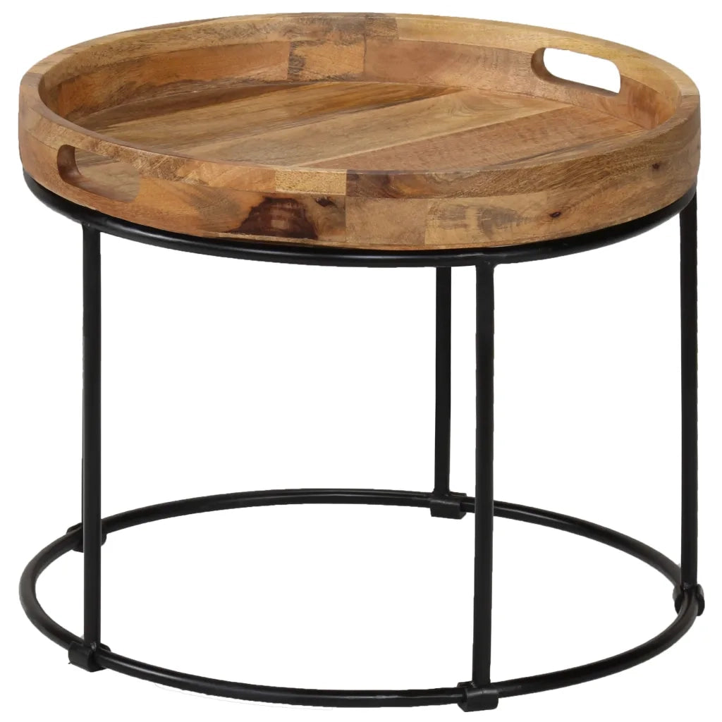 Tavolino da Salotto Legno Massello di Mango e Acciaio 50x40 cm 246672