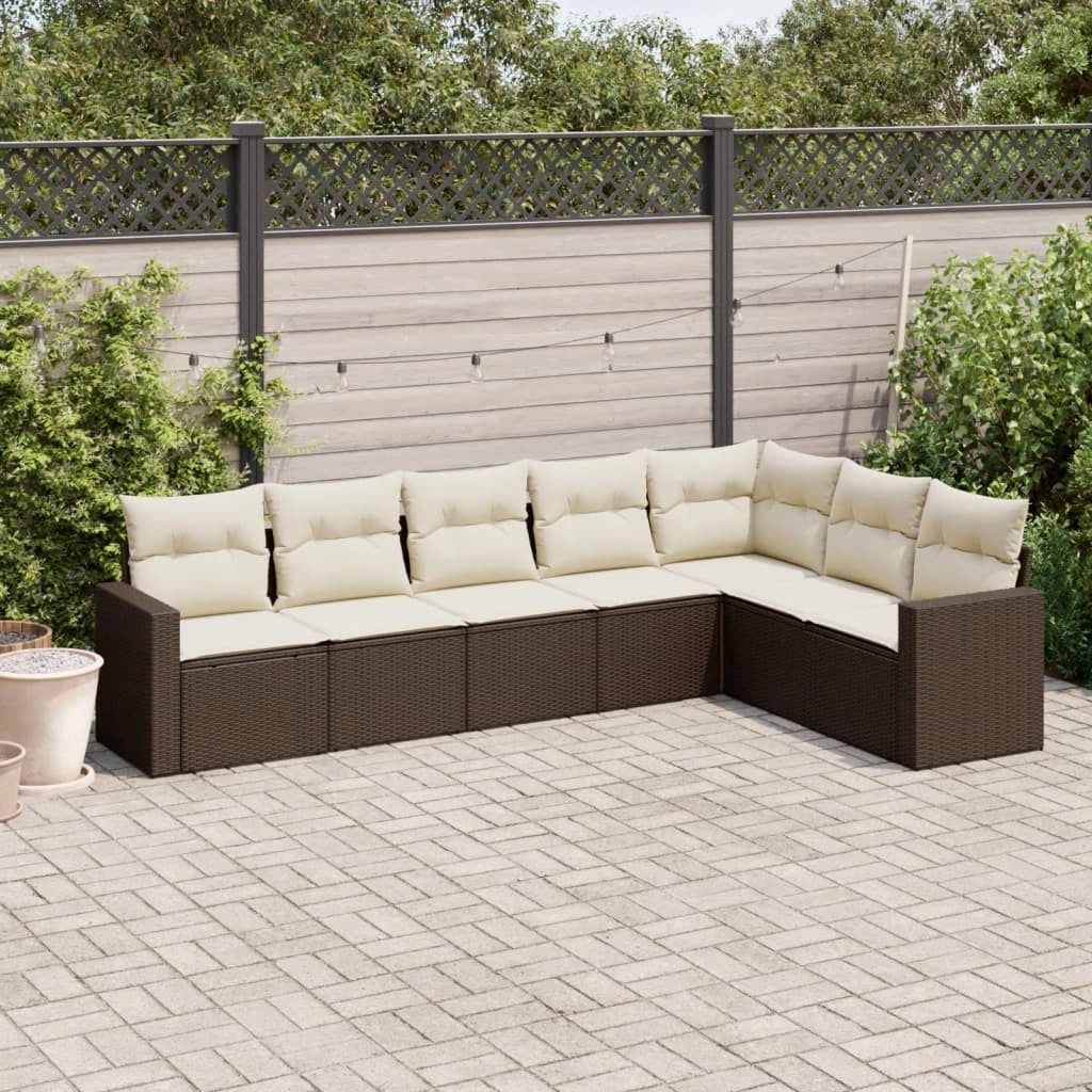 Set Divani da Giardino 7 pz con Cuscini Marrone in Polyrattancod mxl 110998