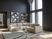 Divano a 5 posti in tessuto bouclè modulare bouclè beige lato sinistro stile minimale moderno