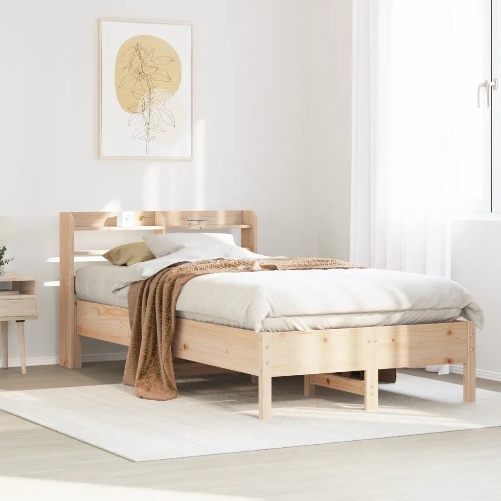 Letto senza Materasso-Struttura Letto 75x190 cm in Legno Massello Pino 473599