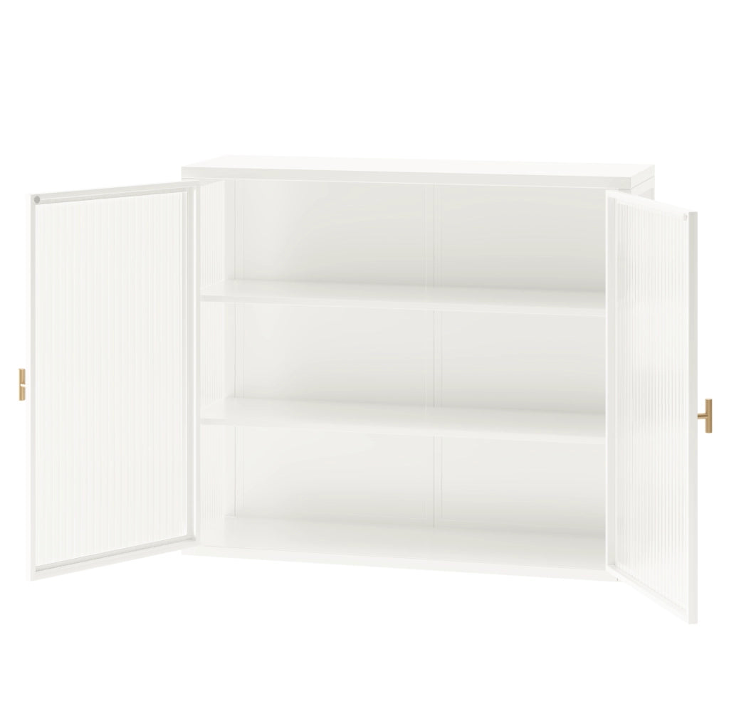 Armadio a Muro Bianco 70 cm con Vetro Chiaro e Doppia Porta, 3 Ripiani