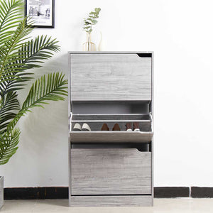 Scarpiera 3Ante Doppia Profondità Salvaspazio Grigio 63x24 H115cm Legno Mdf