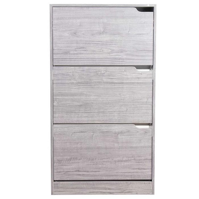 Scarpiera 3Ante Doppia Profondità Salvaspazio Grigio 63x24 H115cm Legno Mdf