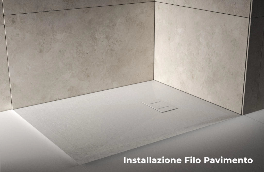 Piatto Doccia 80x140 cm Effetto Pietra Stone Bianco