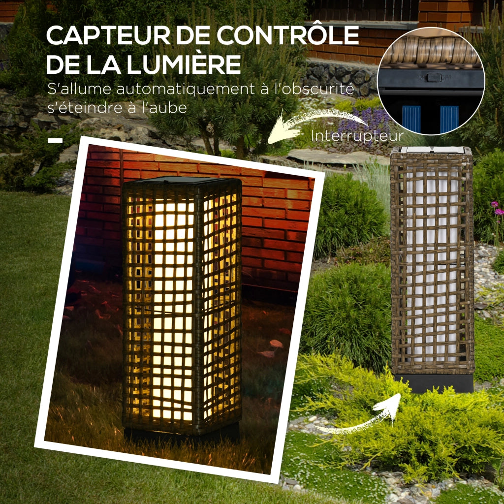Lampada da giardino solare in resina ¨C zephmum ¨C grigio 15.5x15.5x46 cm