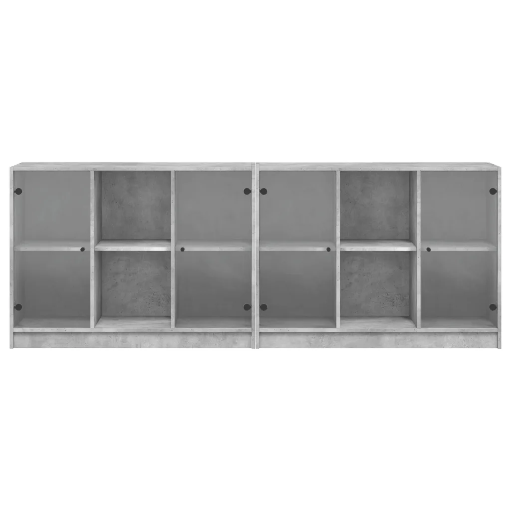 Libreria con Ante Grigio Cemento 204x37x75 cm Legno Multistrato 3206534