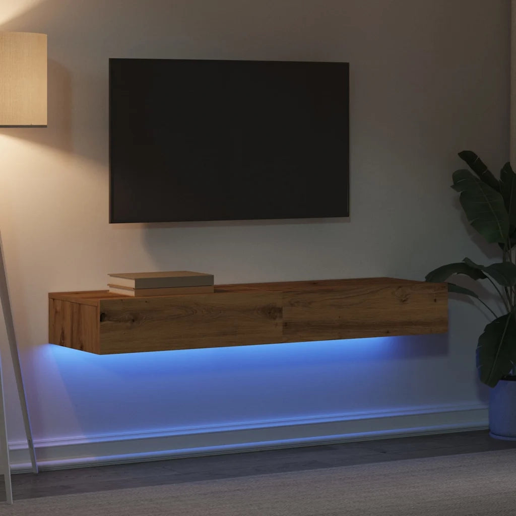 Mobili Porta TV Luci LED 2 pz Rovere Artigianale 60x35x15,5 cm 856346