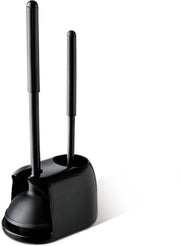Set di pulizia per bagno e toilette, spazzola per toilette 2 in 1 con supporto, combinazione di strumenti di pulizia per bagno e toilette con supporto (nero)