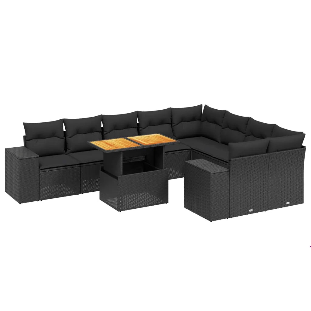 Set Divani da Giardino 10pz con Cuscini in Polyrattan Nerocod mxl 112720