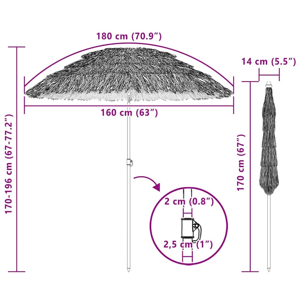Ombrellone da giardino leggero inclinabile rotondo 160 x 160 x 196 cm in polipropilene naturale 02_0058864