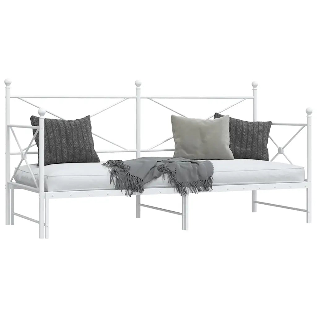 Divano Letto Estraibile senza Materasso Bianco 90x200cm Acciaio 4104689