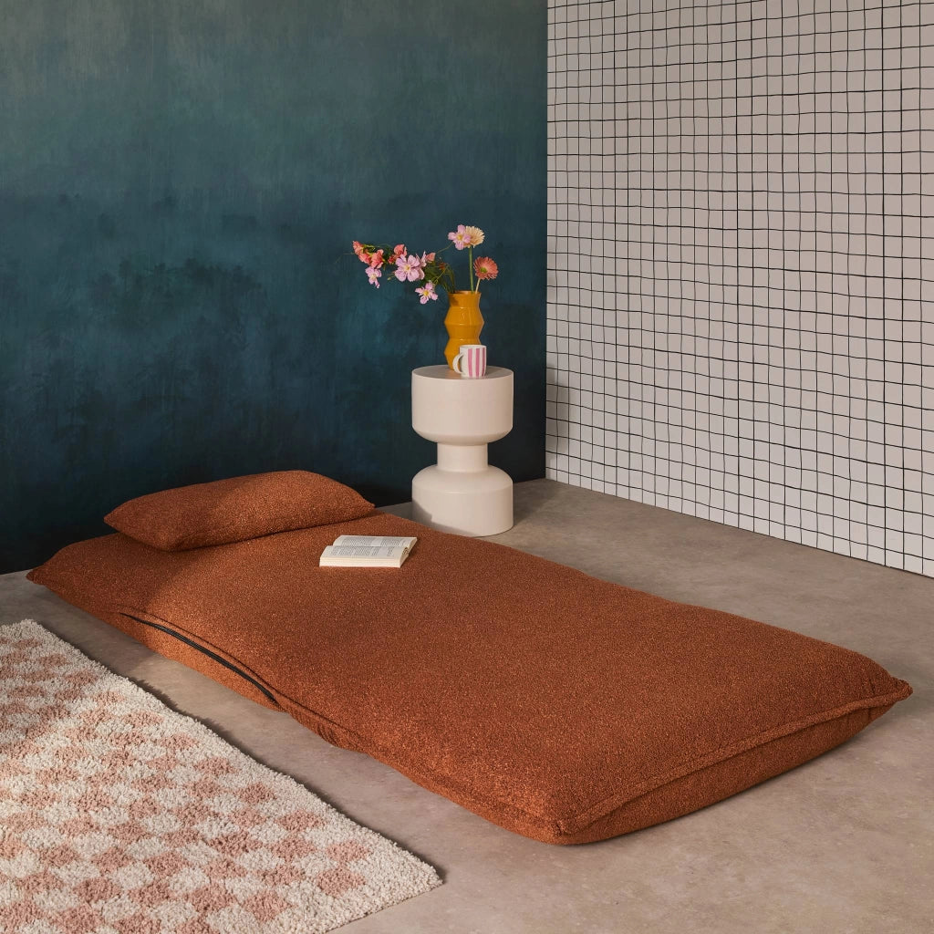 Poltrona letto trasformabile 1 posto bouclé testurizzato, terracotta