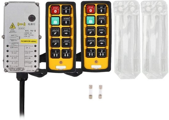 Pulsante di comando per gru acqua resistente - doppio manico - resistente alla corrosione - resistente all'olio - frequenza RF 800 MHz - per macchine CNC/lift - controller di sollevamento