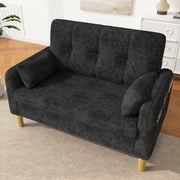 Divano 2 posti ULEVR 119x78x85 cm in ciniglia grigia con 2 cuscini e tasca laterale