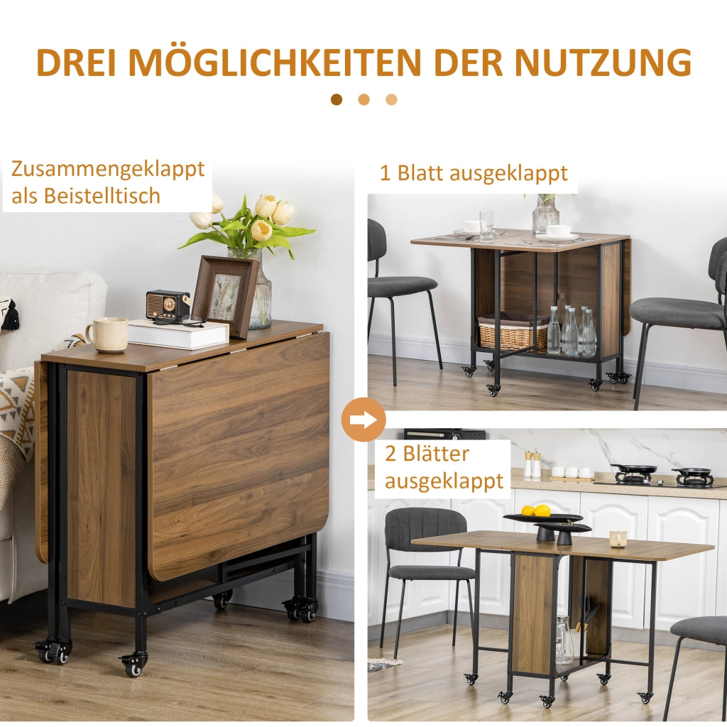 Tavolo da pranzo - pieghevole mobile per 6 persone - con ripiano - 130x80x74 cm - marrone chiaro - fino a 50 kg