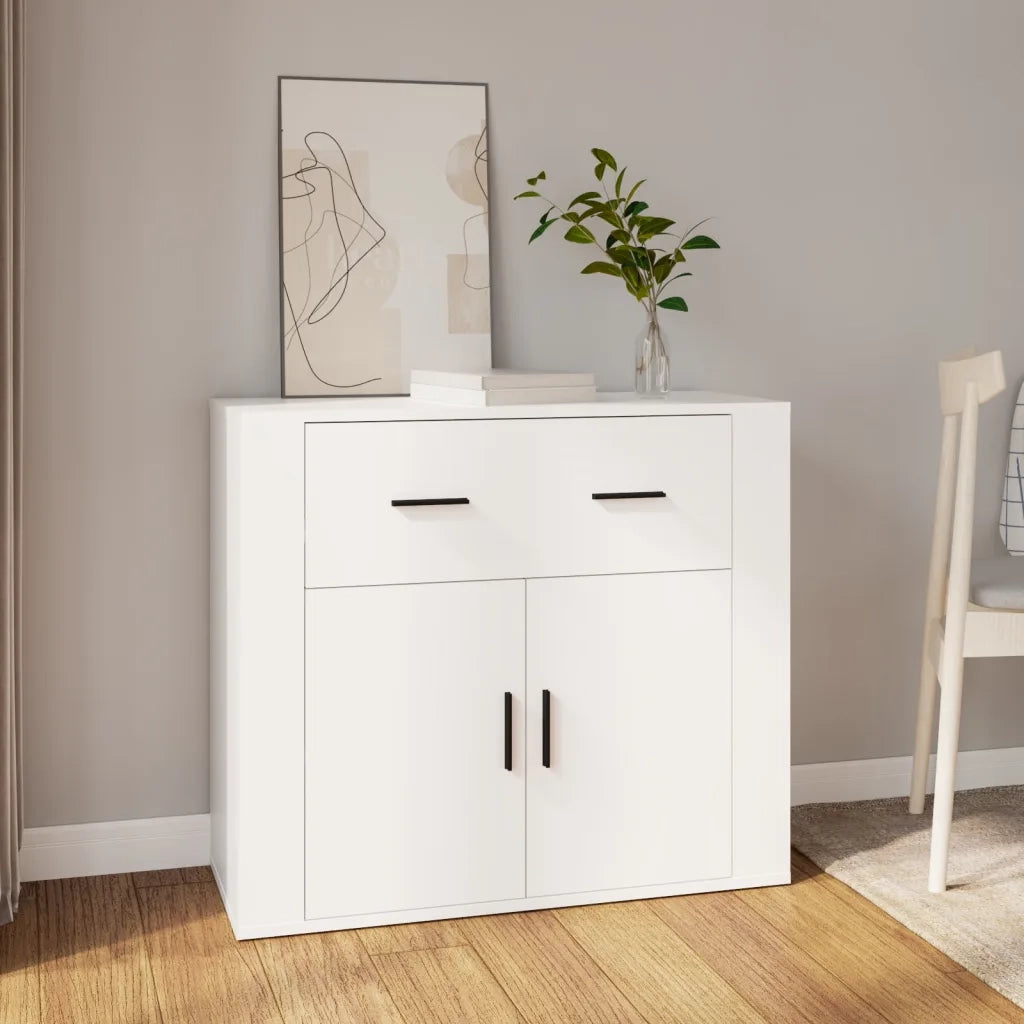 Credenza-Buffet-Armadio da cucina Bianca 80x33x70 cm in Legno Multistrato 384235