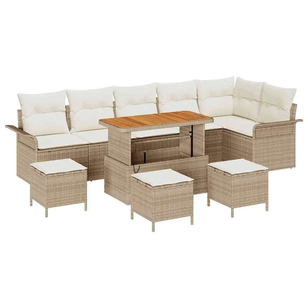Set Divano da Giardino con cuscino 10 pcs Beige polyrattan 3362161