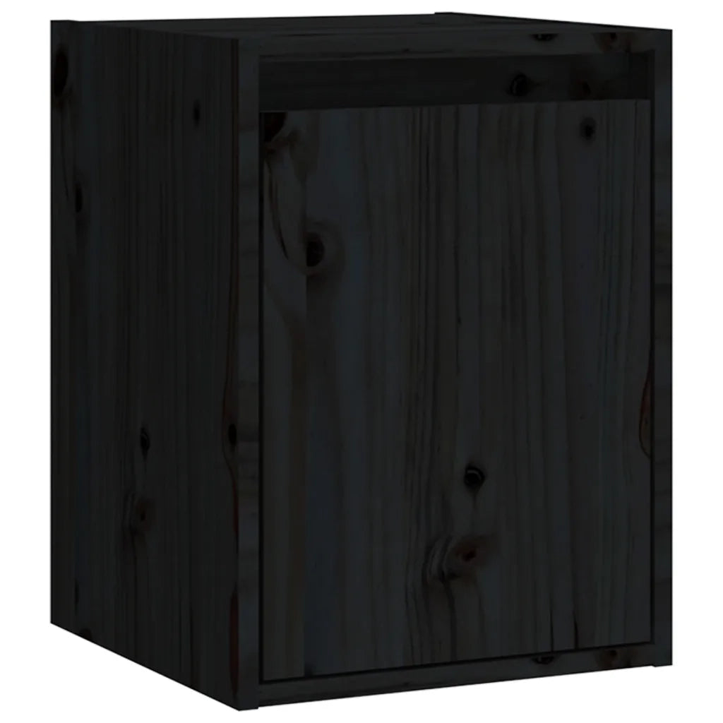 Set di 2 pratici pensili da parete contemporanei decorativi 30 x 30 x 40 cm realizzati in legno massello di pino nero 02_0048086