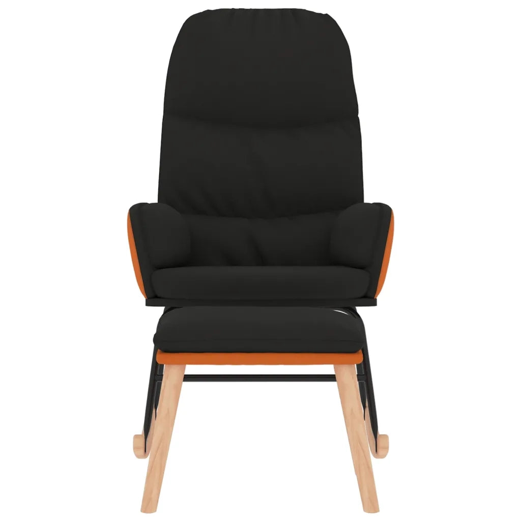 Sedia a Dondolo con Poggiapiedi Nera in Tessuto cod mxl 52023