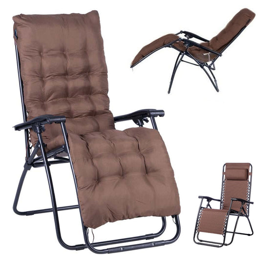 Sedia Poltrona Giardino Con Cuscino Gravita Zero Pieghevole Acciaio Oxford Marrone