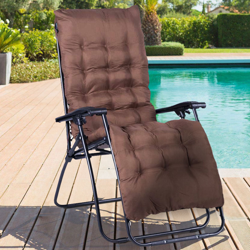 Sedia Poltrona Giardino Con Cuscino Gravita Zero Pieghevole Acciaio Oxford Marrone