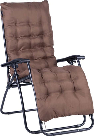 Sedia Poltrona Giardino Con Cuscino Gravita Zero Pieghevole Acciaio Oxford Marrone