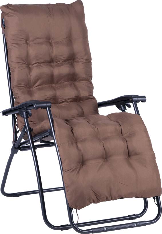 Sedia Poltrona Giardino Con Cuscino Gravita Zero Pieghevole Acciaio Oxford Marrone