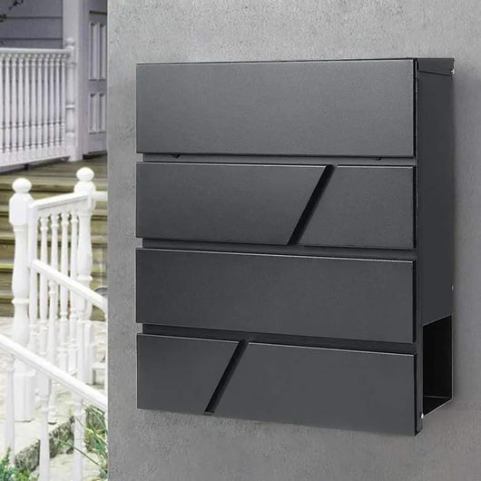 Cassetta Postale Parete Acciaio Buca Lettere Posta Esterno con Chiave Antracite