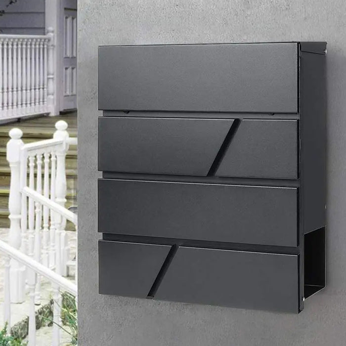 Cassetta Postale Parete Acciaio Buca Lettere Posta Esterno con Chiave Antracite