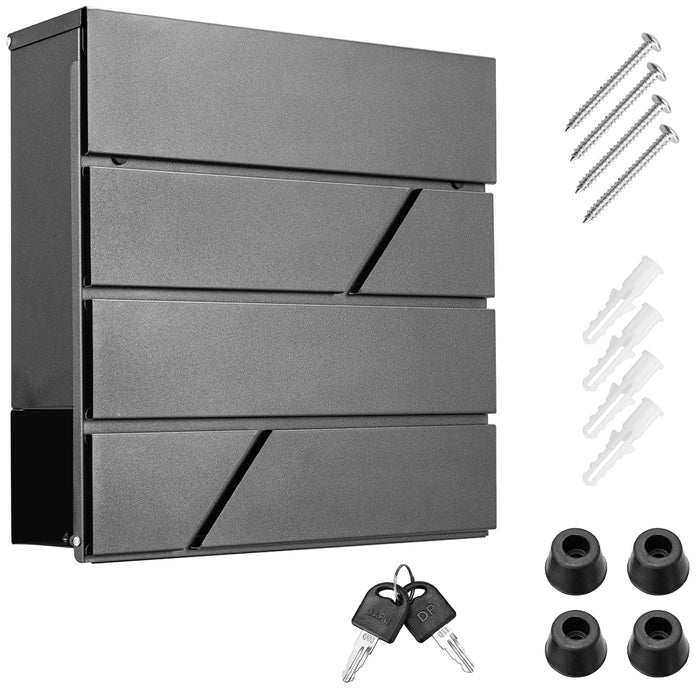 Cassetta Postale Parete Acciaio Buca Lettere Posta Esterno con Chiave Antracite