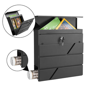 Cassetta Postale Parete Acciaio Buca Lettere Posta Esterno con Chiave Antracite