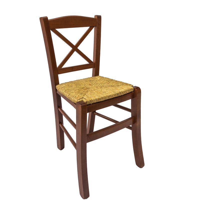 Sedia Venezia Croce Paglia Noce