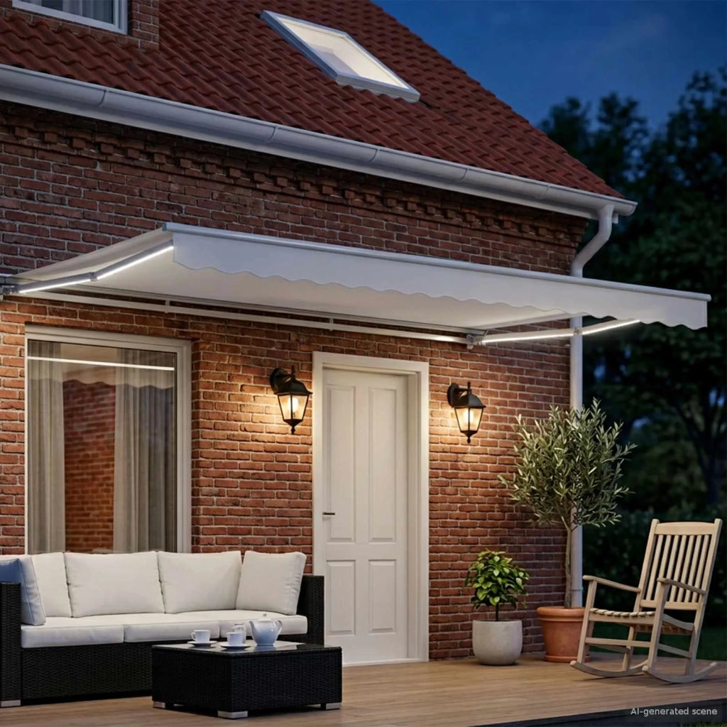 Cornice per Tenda Manuale con LED Bianco 4 × 3,5 m 3420643