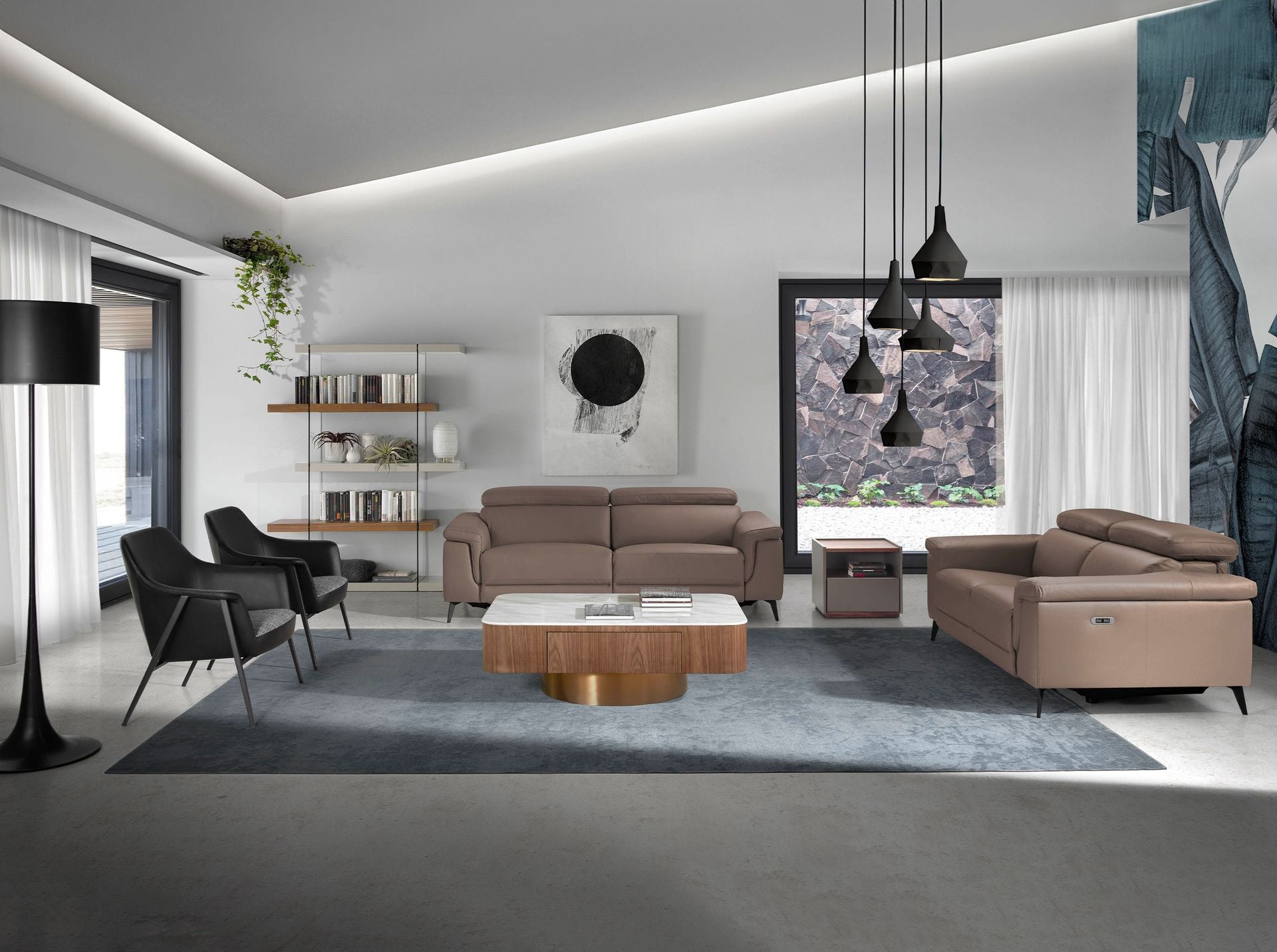 Divano relax 2 posti in pelle visone