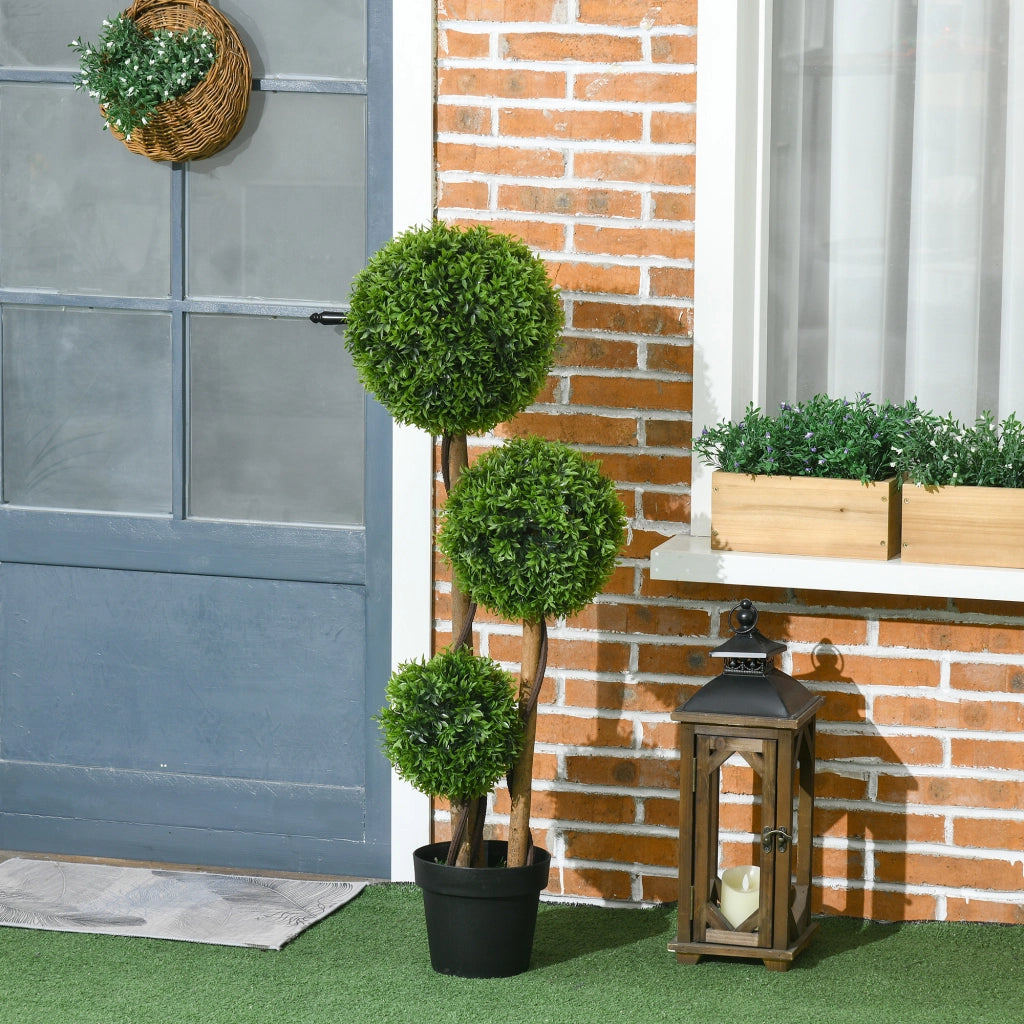 Buxus artificiale grande 110cm con 3 sfere ¨C zephmum ¨C verde UV resistente per giardino esterno