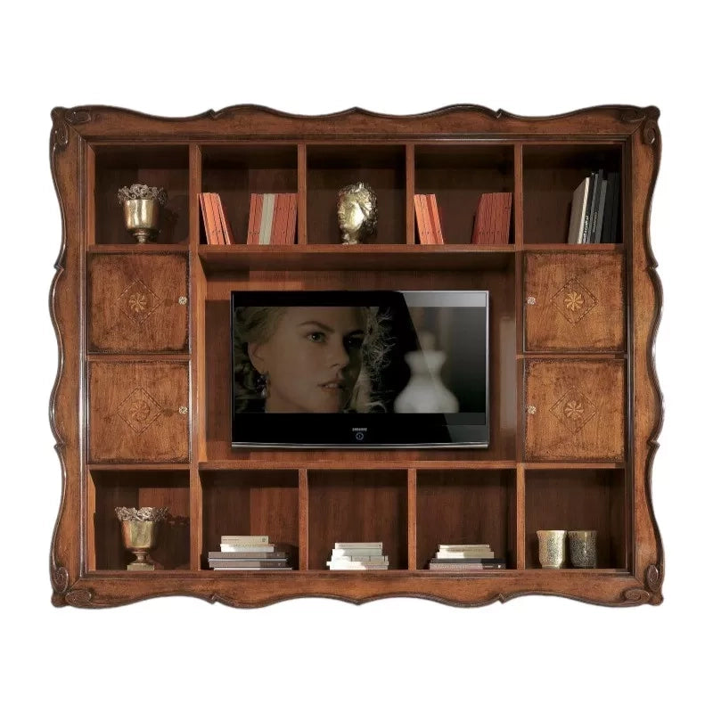 Parete porta tv a cornice 14 vani con porte legno bassano 235x37x192 - Mobili 2G