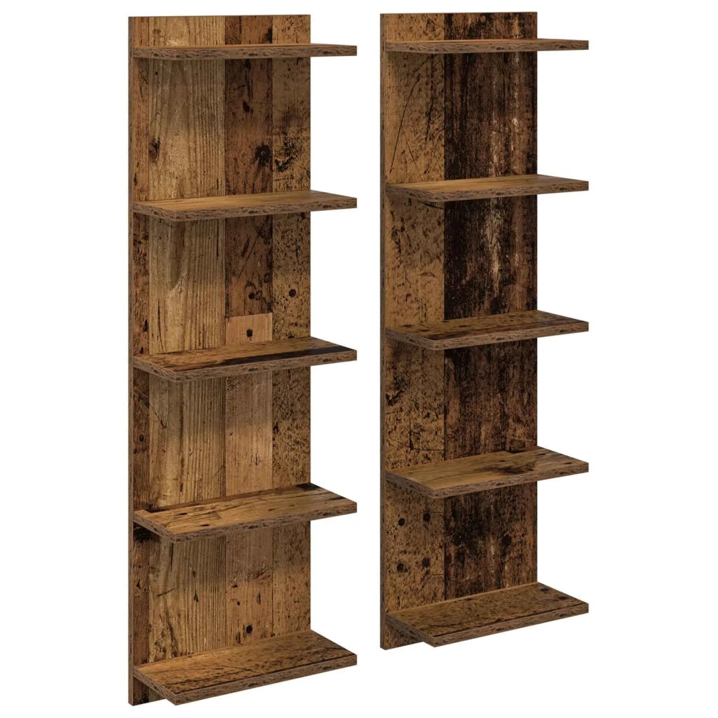 Scaffale da parete 2 pz Legno antico 30 x 15 x 100 cm 8012409