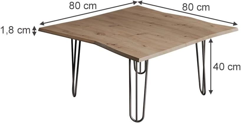 Tavolino da caffè Yan, Artigiano, 80 x 80 cm, da utilizzare come superficie d'appoggio e tavolo centrale nel soggiorno