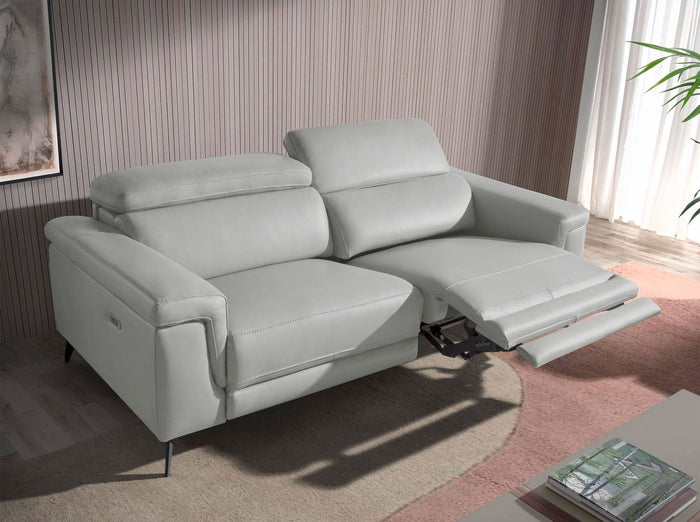 Divano relax a 2 posti in pelle grigia