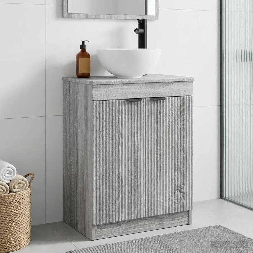 Mobile da bagno con lavabo Sonoma grigio 54 x 35 x 83 cm