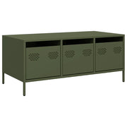 Tavolino da salotto | Tavolino da caff¨¨ | Tavolino da Soggiorno Verde Oliva 101,5x50x43,5 cm Acciaio Laminato a Freddo