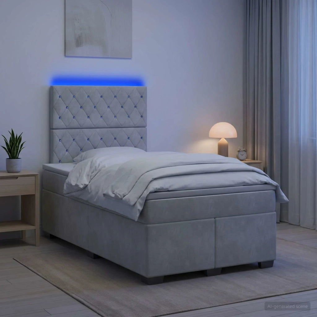 Letto box spring con materasso Grigio Chiaro 120 x 190 cm 3455060