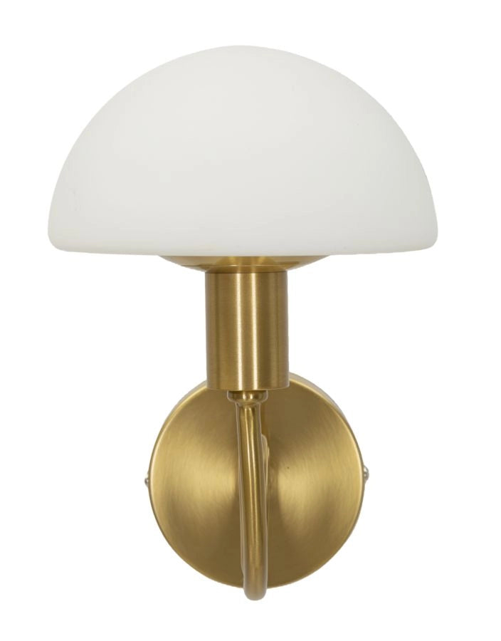 Lampada da Muro Lovy Gold 23x15x22 cm in Vetro e Ferro Oro e Bianco