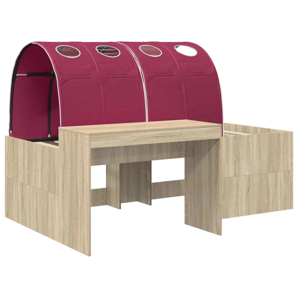 Letto con Tunnel 3 pz Rovere Artigianale e Rosso 3423699