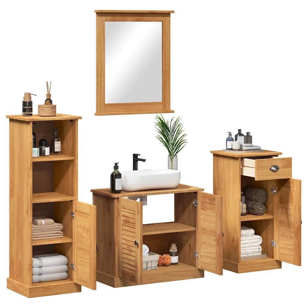 Set di mobili per il bagno con porta VIGO 4 pcs Marrone miele 3328545