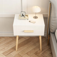 Mobile comodino bianco da 45x54,5x30 cm, funzionale e salvaspazio.